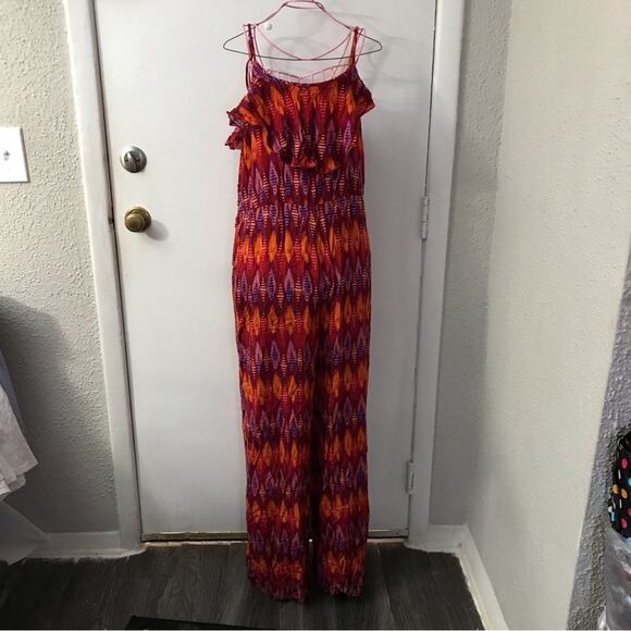 Hot Swag Multi-Color Keyhole Back Jumpsuit M Dopamine Boho Coconut Girl Prints - Picture 1 of 9